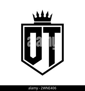 OT monogram logo with bold letters shield shape with black and white ...