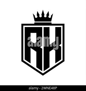 RK monogram logo with bold letters shield shape with black and white ...