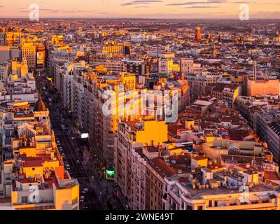 Vista de la Gran Vía desde el mirador del Edificio España. Madrid. España Stock Photo