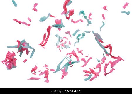 Strips of colored paper on white background. Confetti. Stock Photo