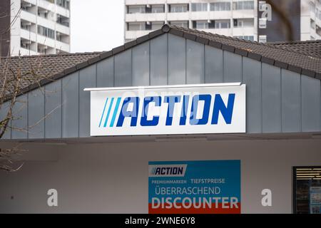 Augsburg, Bavaria, Germany - March 1, 2024: Action Non-Food Discounter store in Augsburg *** Action Non-Food Discounter Filiale in Augsburg Stock Photo