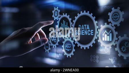 Big Data science analysis business technology concept on virtual screen. Stock Photo