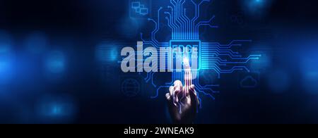 Edge computing networking internet technology concept on screen interface. Stock Photo