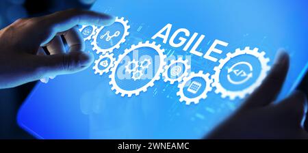 Agile flexible software development technique. Technology concept. Stock Photo