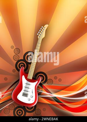 Electric guitar on warm background. Digital illustration. Stock Photo