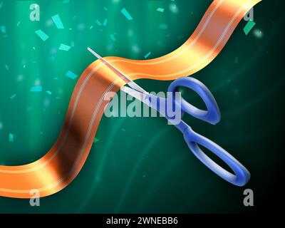 scissors cutting a satin ribbon at an opening or ceremony vector ...