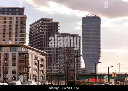 Belgrade, Serbia - 8 FEB 2024: Belgrade Waterfront is an urban renewal development project headed by the Government of Serbia aimed at improving Belgr Stock Photo