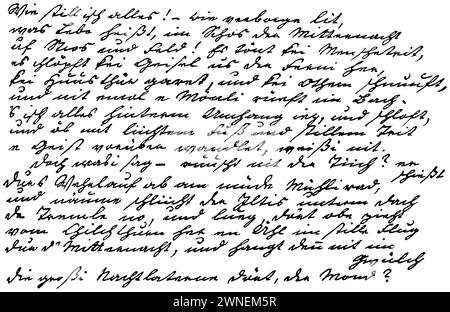 Johann Peter Hebel (1760-1826), German writer, beginning of Hebel's Allemannian poem 'Der Nachtwächter'. According to the original transcript from a letter dated February 2, 1808 (K. B. A.)  , ,  (literary history book, 1910), Johann Peter Hebel (1760-1826), deutscher Schriftsteller, Anfang von Hebels allemannischem Gedicht 'Der Nachtwächter'. Nach der Originalniederschrift aus einem Brief vom 2. Februar 1808 (K. B. A.)  , Johann Peter Hebel (1760-1826), écrivain allemand, Début du poème allemand de Hebel 'Der Nachtwächter'. D'après la transcription originale d'une lettre du 2 février 1808 (K. Stock Photo