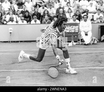 YANNICK NOAH French tennis player during Davis Cup match against Sweden in Båstad Stock Photo