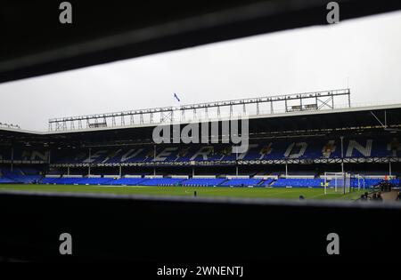 Goodison Park, Liverpool, UK. 2nd Mar, 2024. Premier League Football, Everton versus West Ham United; a view of the Bullens Road stand Credit: Action Plus Sports/Alamy Live News Stock Photo