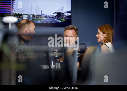 Christian and Geri Horner before the Bahrain Grand Prix at the Bahrain ...