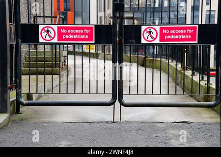 No access for pedestrians sign at private vehicle entrance to building Stock Photo
