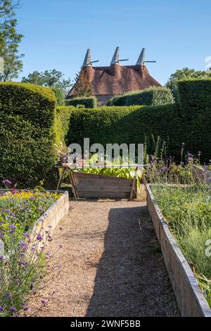 The newly restored Oast House at Great Dixter, East Sussex, UK. Built in the 19th century and adjoins the medieval barn which has also been restored. Stock Photo