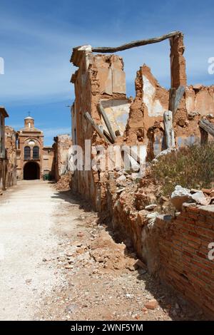 Details of the ruined remains of Belchite, destroyed during the Spanish Civil War Stock Photo