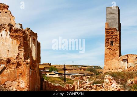 Details of the ruined remains of Belchite, destroyed during the Spanish Civil War Stock Photo