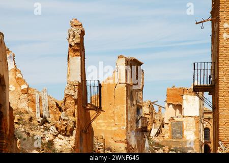 Details of the ruined remains of Belchite, destroyed during the Spanish Civil War Stock Photo
