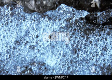 Close up of thousend bubbles of water in light blue color Stock Photo