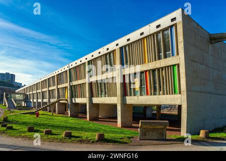 The Maison de la Culture of Firminy, by architect Le Corbusier, has become part of the international network of sites recognized by the UN. Firminy Stock Photo