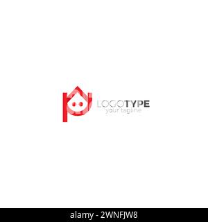 PU Home Logo. Letter P Home Logo Design. Real Estate Logo. Smile Home Logo Stock Vector