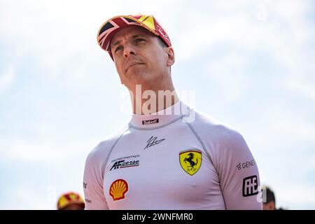 Lusail, Qatar. 02nd Mar, 2024. CALADO James (gbr), Ferrari AF Corse, Ferrari 499P, portrait, grille de depart, starting grid during the Qatar Airways Qatar 1812 KM, 1st round of the 2024 FIA World Endurance Championship, from February 29 to March 02, 2024 on the Losail International Circuit in Lusail, Qatar - Photo Thomas Fenetre/DPPI Credit: DPPI Media/Alamy Live News Stock Photo