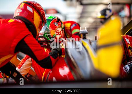 Lusail, Qatar. 02nd Mar, 2024. GIOVINAZZI Antonio (ita), Ferrari AF Corse, Ferrari 499P, portrait, pitstop, arrêt aux stands, ambiance during the Qatar Airways Qatar 1812 KM, 1st round of the 2024 FIA World Endurance Championship, from February 29 to March 02, 2024 on the Losail International Circuit in Lusail, Qatar - Photo Thomas Fenetre/DPPI Credit: DPPI Media/Alamy Live News Stock Photo