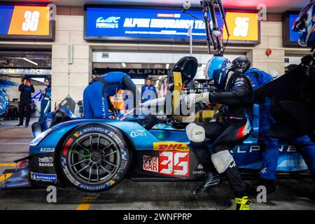 Lusail, Qatar. 02nd Mar, 2024. HABSBURG-LOTHRINGEN Ferdinand (aut), Alpine Endurance Team, Alpine A424, pitstop, arrêt aux stands, ambiance during the Qatar Airways Qatar 1812 KM, 1st round of the 2024 FIA World Endurance Championship, from February 29 to March 02, 2024 on the Losail International Circuit in Lusail, Qatar - Photo Thomas Fenetre/DPPI Credit: DPPI Media/Alamy Live News Stock Photo