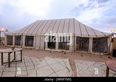 kanvas tent in Agafay Desert near Marrakesh, Morocco Stock Photo