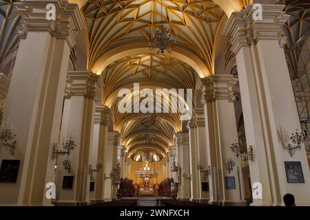 Lima, Peru - jul 09, 2008Interior of  Basilica Cathedral of Lima on Plaza Mayor or Plaza de Armas. Located in the Historic Centre of Lima, Peru. Stock Photo