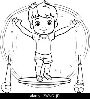 Cute little boy playing soccer. Vector illustration in cartoon style ...