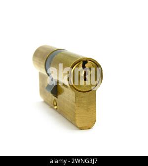 The cylinder of the lock isolated on  white background. Stock Photo
