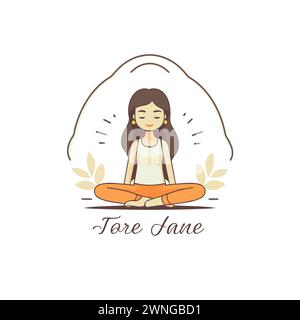 Vector illustration of a girl practicing yoga in the lotus position. Stock Vector