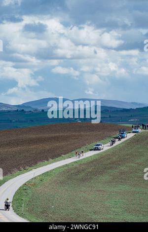 Siena, Italy. 02nd Mar, 2025. the podium during Strade Bianche, Street