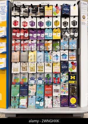 Visa gift cards on sale in Walmart superstore Stock Photo