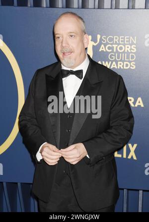 LOS ANGELES, CALIFORNIA - FEBRUARY 24: Paul Giamatti attends the 30th Annual Screen Actors Guild Awards at Shrine Auditorium and Expo Hall on February Stock Photo