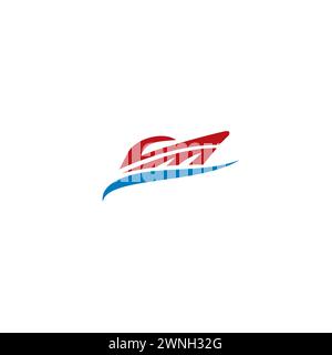 CM Boat logo. CM Initial Logo. Abstract Ship Logo Stock Vector