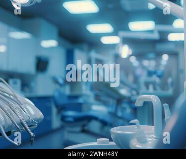 A hospital room packed with various medical equipment like monitors, IV stands, ventilators, and surgical tools. Stock Photo