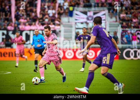 Fort Lauderdale, FL, USA. 2nd March 2024. 10-Lionel Messi of Inter Miami during the match Orlando City SC vs Inter Miami CF at CHASE Stadium in Florida, USA. Credit:Yaroslav Sabitov/YES Market Media/Alamy Live News. Stock Photo