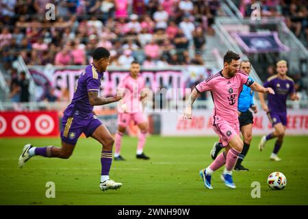 Fort Lauderdale, FL, USA. 2nd March 2024. 10-Lionel Messi of Inter Miami during the match Orlando City SC vs Inter Miami CF at CHASE Stadium in Florida, USA. Credit:Yaroslav Sabitov/YES Market Media/Alamy Live News. Stock Photo