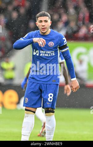 Enzo Fernández of Chelsea, during the Premier League match Brentford vs Chelsea at The Gtech Community Stadium, London, United Kingdom, 2nd March 2024  (Photo by Cody Froggatt/News Images) Stock Photo