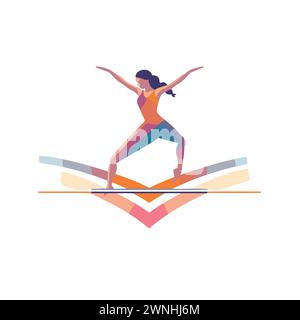 Girl practicing yoga in lotus pose. Flat style vector illustration. Stock Vector
