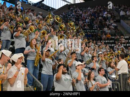 Waco, Texas, USA. 2nd Mar, 2024. Baylor Bears band members before the NCAA Basketball game between Kansas Jayhawks and Baylor Bears at Foster Pavilion in Waco, Texas. Matthew Lynch/CSM/Alamy Live News Stock Photo