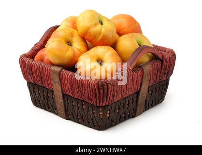 chinese flat peaches on white background Stock Photo