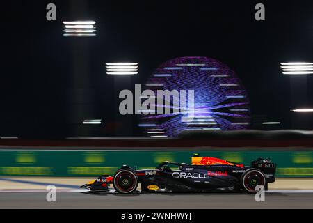 Sakhir, Bahrain. 2nd Mar, 2024. Red Bull Racing's driver Sergio Perez of Mexico competes during the Bahrain Formula One Grand Prix at the Bahrain International Circuit in Sakhir, Bahrain, on March 2, 2024. Credit: Qian Jun/Xinhua/Alamy Live News Stock Photo
