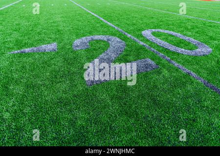 Synthetic turf football 20 yard line and block style numbers in gray ...