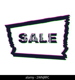 Distorted glitch sale banner with error effect on the edges and in text. Vector illustration. Stock Vector