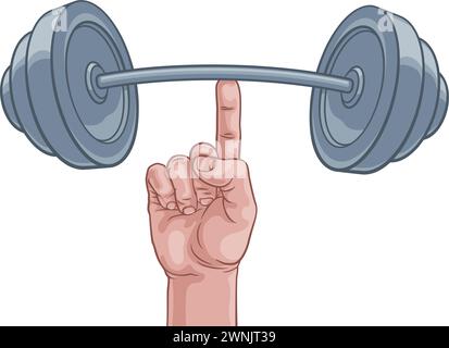 Weight Lifting Hand Finger Holding Barbell Concept Stock Vector