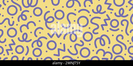 Fun pink line doodle seamless pattern. Creative abstract squiggle style drawing background for children or trendy design with basic shapes. Simple Stock Vector
