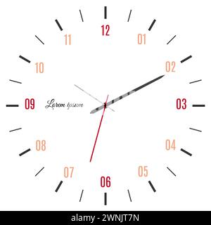Vector illustration of mechanical clock. Clock face on white background. Stock Vector