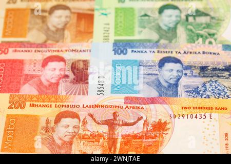 South African money - rand a business background Stock Photo