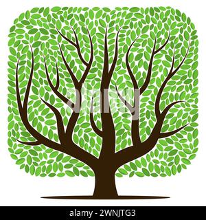 Vector tree with green leaves isolated on a white background Stock Vector
